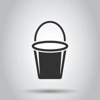 Bucket icon in flat style. Garbage pot vector illustration on white isolated background. Pail business concept.