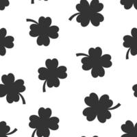 Four leaf clover icon in flat style. St Patricks Day vector illustration on white isolated background. Flower shape seamless pattern business concept.