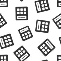 Calculator icon in flat style. Calculate vector illustration on white isolated background. Calculation seamless pattern business concept.