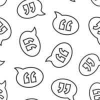 Speak chat icon in flat style. Speech bubble vector illustration on white isolated background. Team discussion seamless pattern business concept.