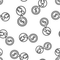 People with money icon in flat style. Investor vector illustration on white isolated background. Businessman seamless pattern business concept.