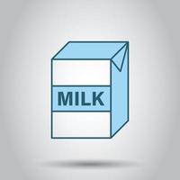 Milk icon in flat style. Milkshake vector illustration on white isolated background. Container business concept.