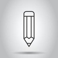 Pencil icon in flat style. Pen vector illustration on white isolated background. Drawing business concept.