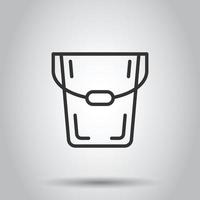 Bucket icon in flat style. Garbage pot vector illustration on white isolated background. Pail business concept.