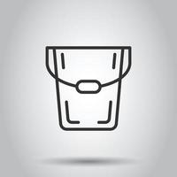 Bucket icon in flat style. Garbage pot vector illustration on white isolated background. Pail business concept.