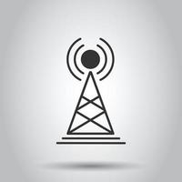 Antenna tower icon in flat style. Broadcasting vector illustration on white isolated background. Wifi business concept.