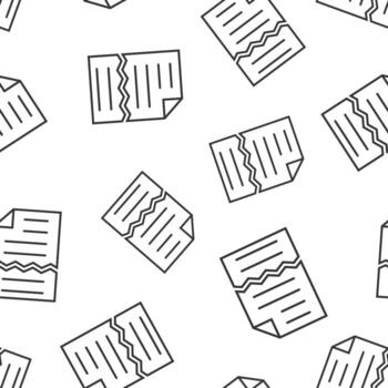 Document error icon in flat style. Broken report vector illustration on white isolated background. Damaged seamless pattern business concept.