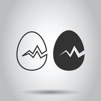 Egg icon in flat style. Breakfast vector illustration on white isolated background. Eggshell business concept.