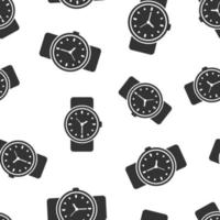 icono de reloj de pulsera en estilo plano. ilustración de vector de reloj de mano sobre fondo blanco aislado. pulsera de tiempo concepto de negocio de patrones sin fisuras.