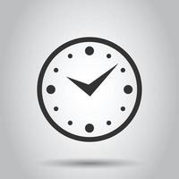 Clock icon in flat style. Watch vector illustration on white isolated background. Timer business concept.