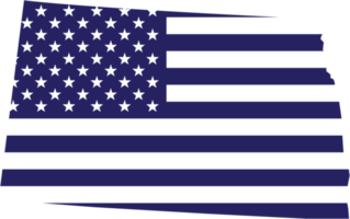 umrisszeichnung der staatskarte von north dakota auf usa-flagge. png