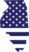 dessin de contour de la carte de l'état de l'illinois sur le drapeau américain. png