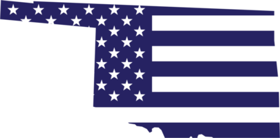 outline drawing of oklahoma state map on usa flag. png