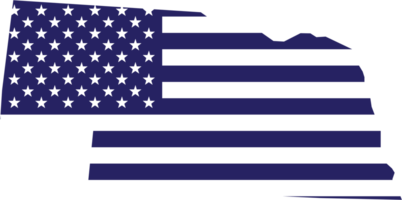 outline drawing of nebraska state map on usa flag. png