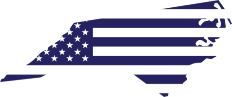 dessin de contour de la carte d'état de la caroline du nord sur le drapeau des états-unis. png