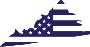 outline drawing of virginia state map on usa flag. png