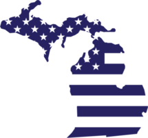 outline drawing of michigan state map on usa flag. png