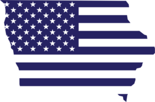 översikt teckning av iowa stat Karta på USA flagga. png