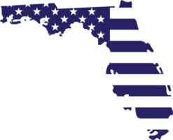 desenho de contorno do mapa do estado da flórida na bandeira dos eua. png