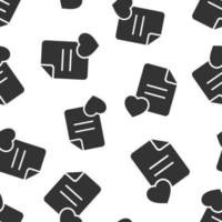 Wishlist icon in flat style. Like document vector illustration on white isolated background. Favorite list seamless pattern business concept.