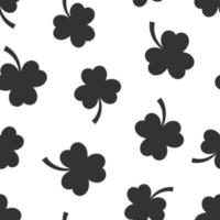 Four leaf clover icon in flat style. St Patricks Day vector illustration on white isolated background. Flower shape seamless pattern business concept.