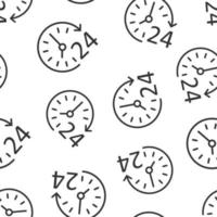 Clock icon in flat style. Watch vector illustration on white isolated background. Timer seamless pattern business concept.