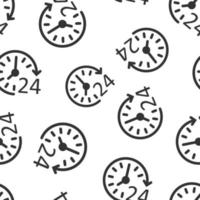 Clock icon in flat style. Watch vector illustration on white isolated background. Timer seamless pattern business concept.