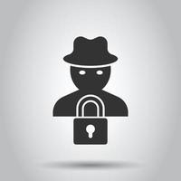 Fraud hacker icon in flat style. Spy vector illustration on isolated background. Cyber defend business concept.