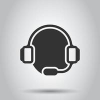 Helpdesk icon in flat style. Headphone vector illustration on white isolated background. Chat operator business concept.