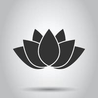 Lotus icon in flat style. Flower leaf vector illustration on white isolated background. Blossom plant business concept.