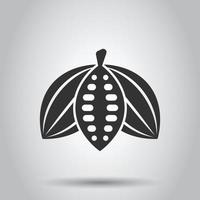 icono de grano de cacao en estilo plano. Ilustración de vector de crema de chocolate sobre fondo blanco aislado. concepto de negocio de planta de nuez.