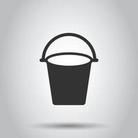 Bucket icon in flat style. Garbage pot vector illustration on white isolated background. Pail business concept.