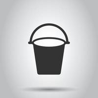 Bucket icon in flat style. Garbage pot vector illustration on white isolated background. Pail business concept.