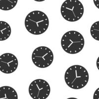 Clock icon in flat style. Watch vector illustration on white isolated background. Timer seamless pattern business concept.