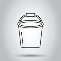 Bucket icon in flat style. Garbage pot vector illustration on white isolated background. Pail business concept.