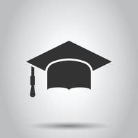 Graduation hat icon in flat style. Student cap vector illustration on white isolated background. University business concept.