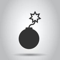 Bomb icon in flat style. Dynamite vector illustration on white isolated background. C4 tnt business concept.