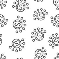 Money revenue icon in flat style. Dollar coin vector illustration on white isolated background. Finance structure seamless pattern business concept.