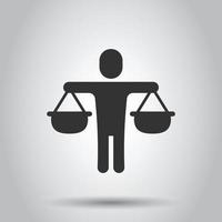 Ethic balance icon in flat style. Honesty vector illustration on isolated background. Decision business concept.