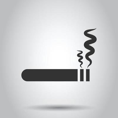 Cigarette icon in flat style. Smoke vector illustration on white isolated background. Nicotine business concept.