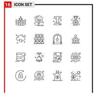 paquete de iconos de vector de stock de 16 signos y símbolos de línea para la configuración de texto de premio de árbol de insignia de escuela elementos de diseño de vector editables