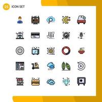 Filled line Flat Color Pack of 25 Universal Symbols of fast forward computing website technology search Editable Vector Design Elements