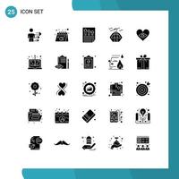 Group of 25 Modern Solid Glyphs Set for gondola arctic product alpine page Editable Vector Design Elements