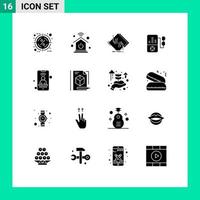 16 Thematic Vector Solid Glyphs and Editable Symbols of user education board play electronic Editable Vector Design Elements