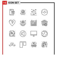 Modern Set of 16 Outlines and symbols such as business infarct magic wand heart attack gauge Editable Vector Design Elements