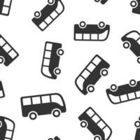 Bus icon in flat style. Coach vector illustration on white isolated background. Autobus vehicle seamless pattern business concept.