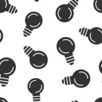 Light bulb icon in flat style. Lightbulb vector illustration on white isolated background. Lamp idea seamless pattern business concept.