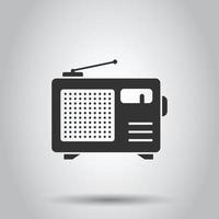 Radio icon in flat style. Fm broadcast vector illustration on white isolated background. Radiocast business concept.