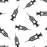 Syringe icon in flat style. Inject needle vector illustration on white isolated background. Drug dose seamless pattern business concept.
