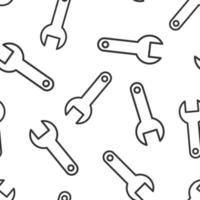 Wrench icon in flat style. Spanner key vector illustration on white isolated background. Repair equipment seamless pattern business concept.